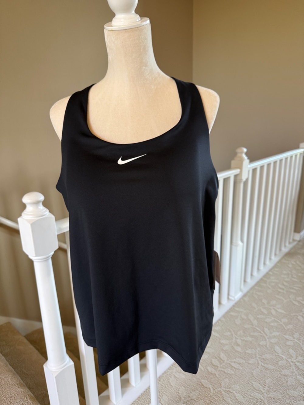 Nike Black Tank Top with White Swoosh with built in Bra.